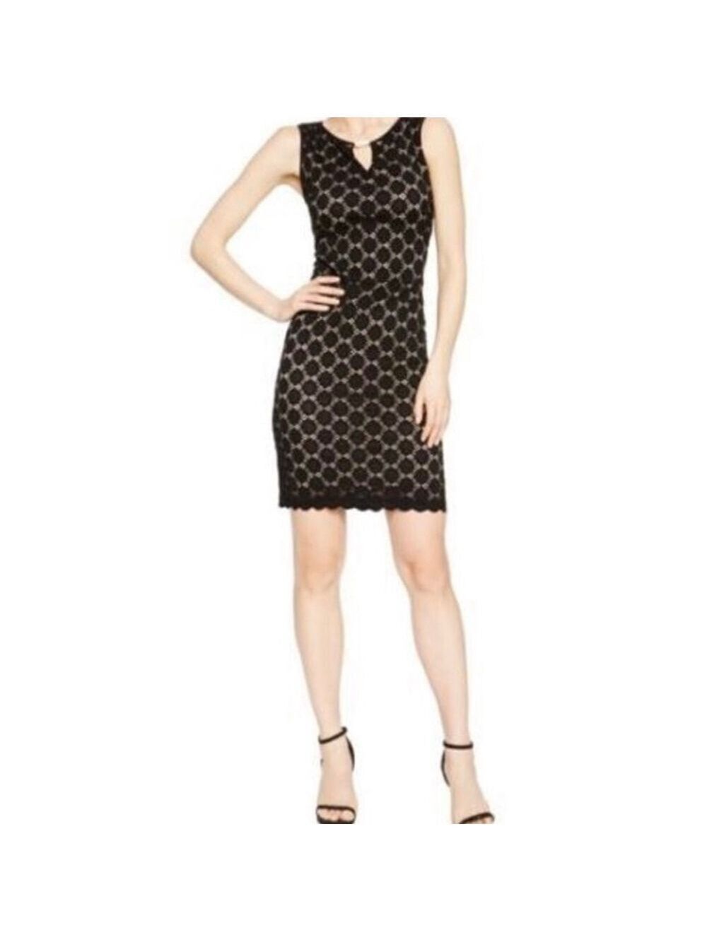 Ronni Nicole Sheath Dress Size 14 Black Lace Sleeveless